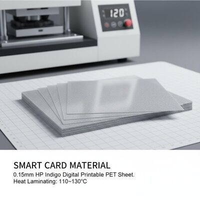 0.15mm HP Indigo Dijital Yazdırılabilir PET Yaprakı 110 ~ 130 °C'de Isı Laminasyonu ile Akıllı Kart Malzemesi